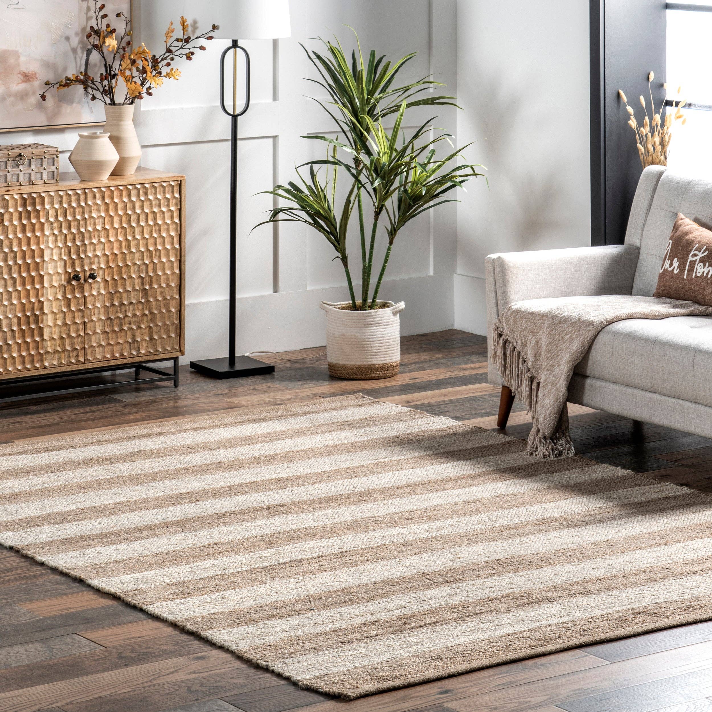nuLOOM - Wholesale Area Rug - Alisia Flatweave Striped Jute Area Rug0