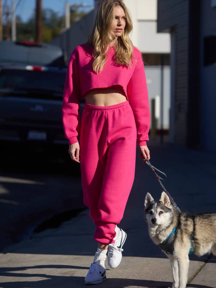 Pantaloni della tuta Luxefleece Boyfriend - Fucsia Viola per la vendita all'ingrosso da parte di MPG