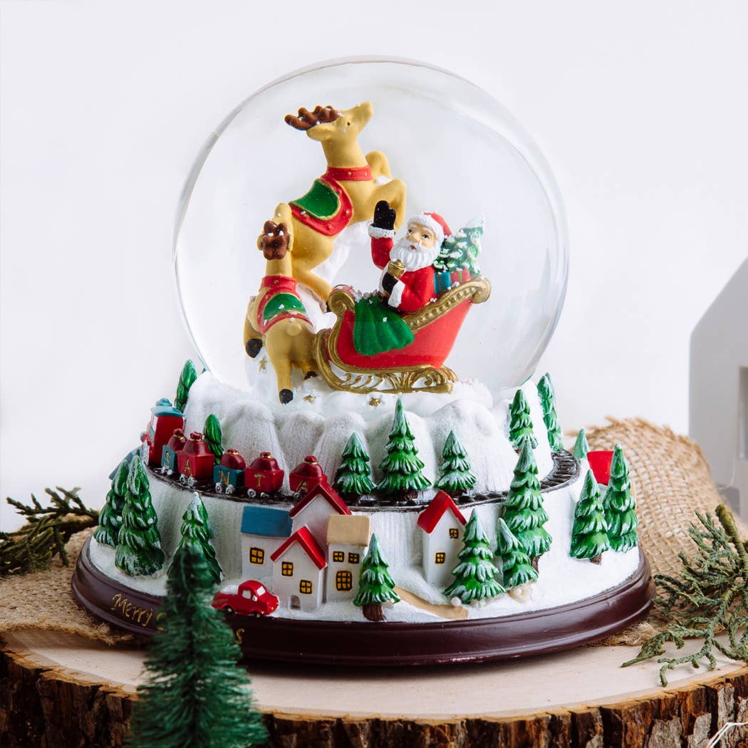 Merri Glow - Wholesale Decorative Figurine - Santa Coming to Town Snowglobe - 120mm0