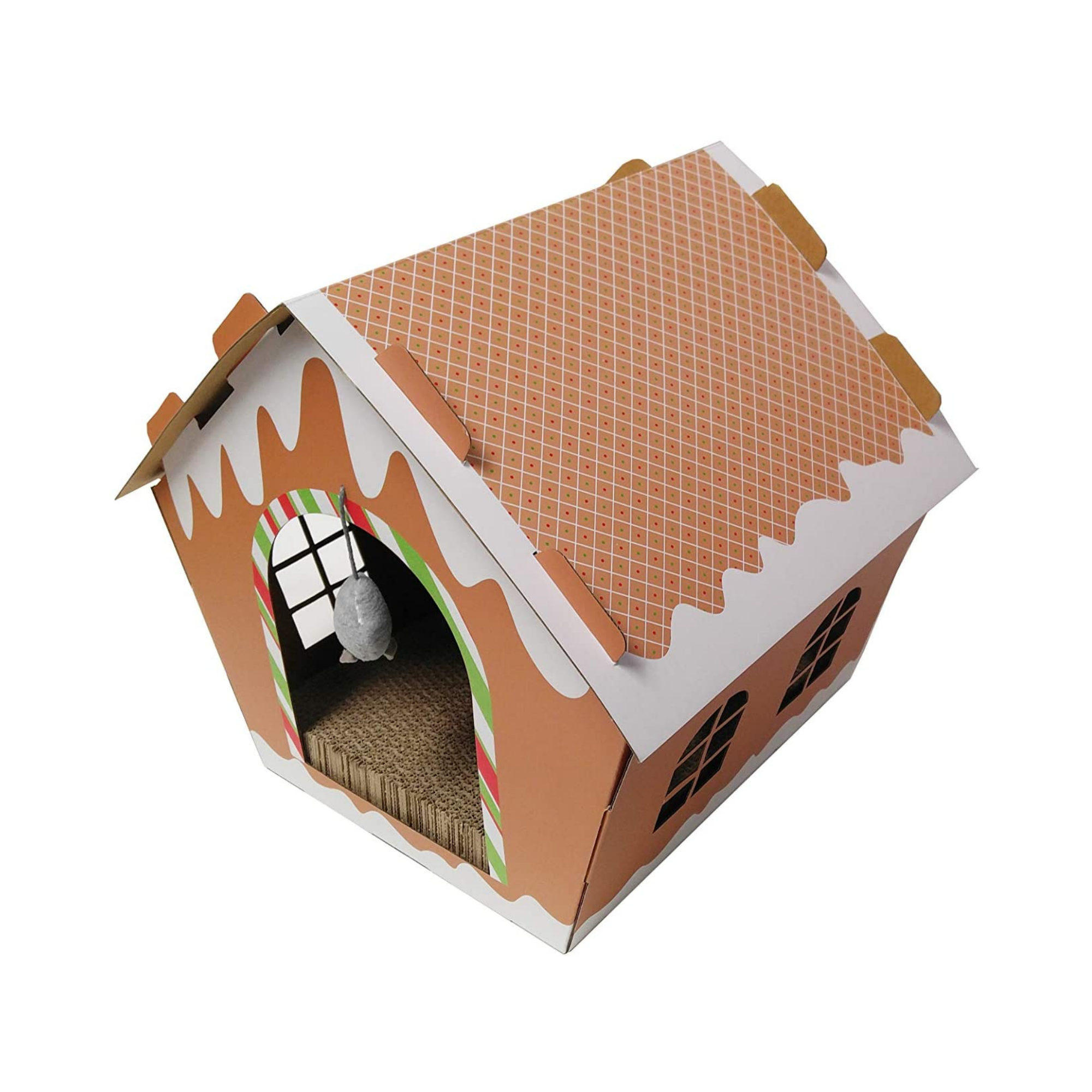 Midlee Designs - Wholesale Pet Scratcher - Cat - Midlee Gingerbread Christmas Cat Scratcher House2
