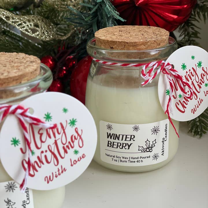 Akivodu Candles - Wholesale Jar/Filled Candle - Happy Christmas Candle in Glass Jar 7 oz Holiday Scents 4