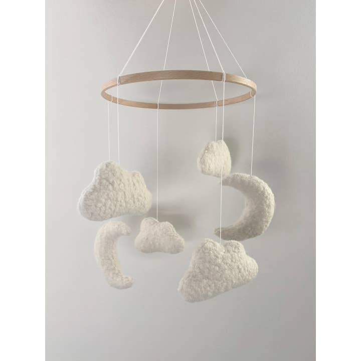 Edie & Joe - Wholesale Baby Mobile - Boucle Cloud & Moon Mobile Nursery Decor