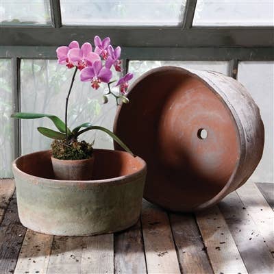 HomArt - Wholesale Plant Pot - Rustic Terra Cotta Grande Cylinders - Set of 2 - Antique Red3