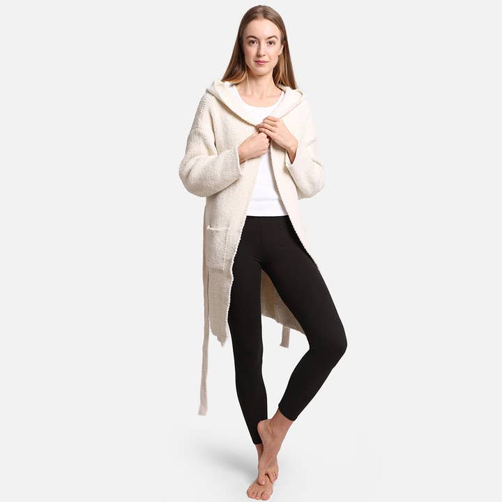Fashion City - Wholesale Robe - Women's - Solid Color Soft Hooded Robe w Pocket