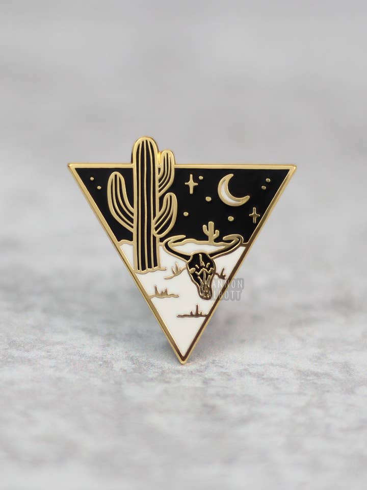 Desert Cactus Travel Lover Nature Enamel Pin - Gold for wholesale by Shannon Talbott