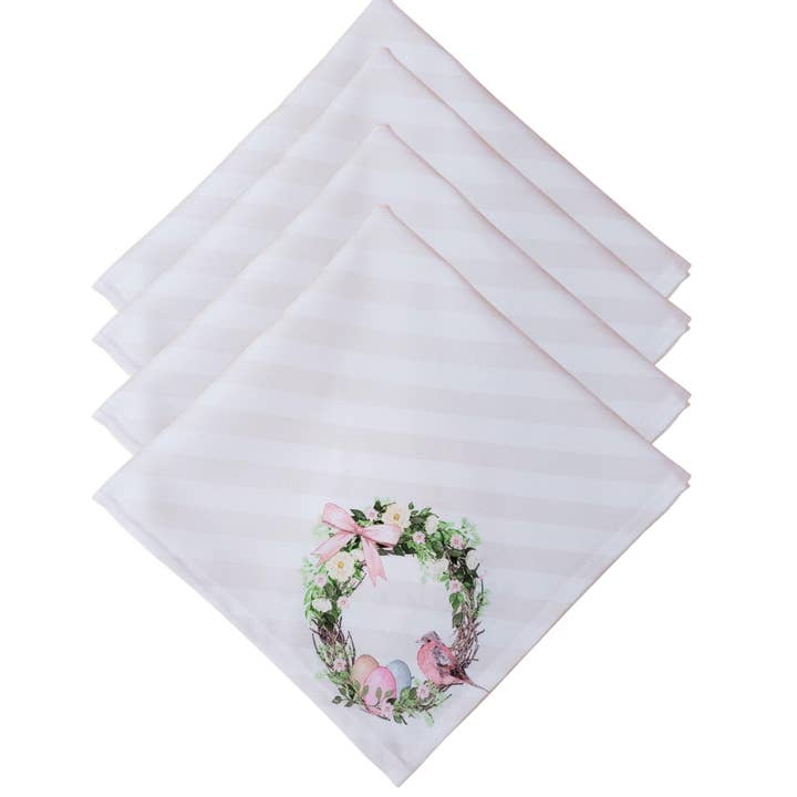 Serviettes de Pâques en tissu synthétique Charlo's Bird Bunny Rose Plai pour la vente par Maison Charlo