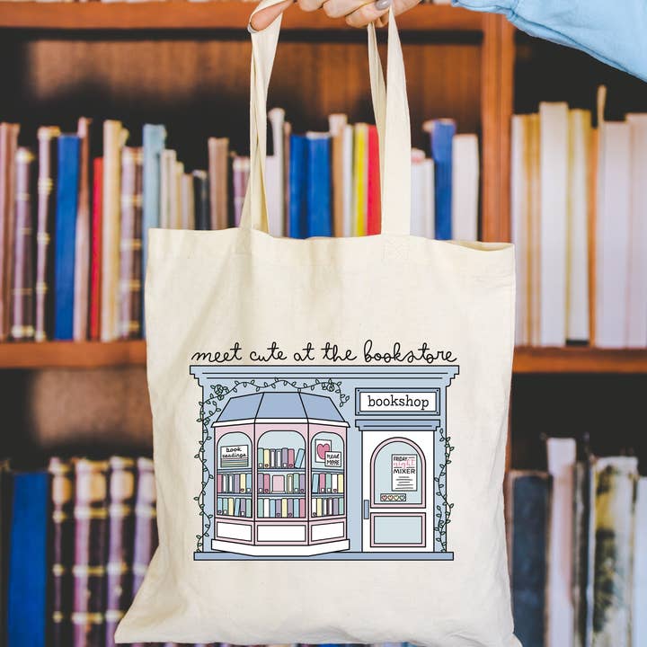 Meet Cute At the Bookstore Tote Bag - Book for wholesale by Painted Lavender