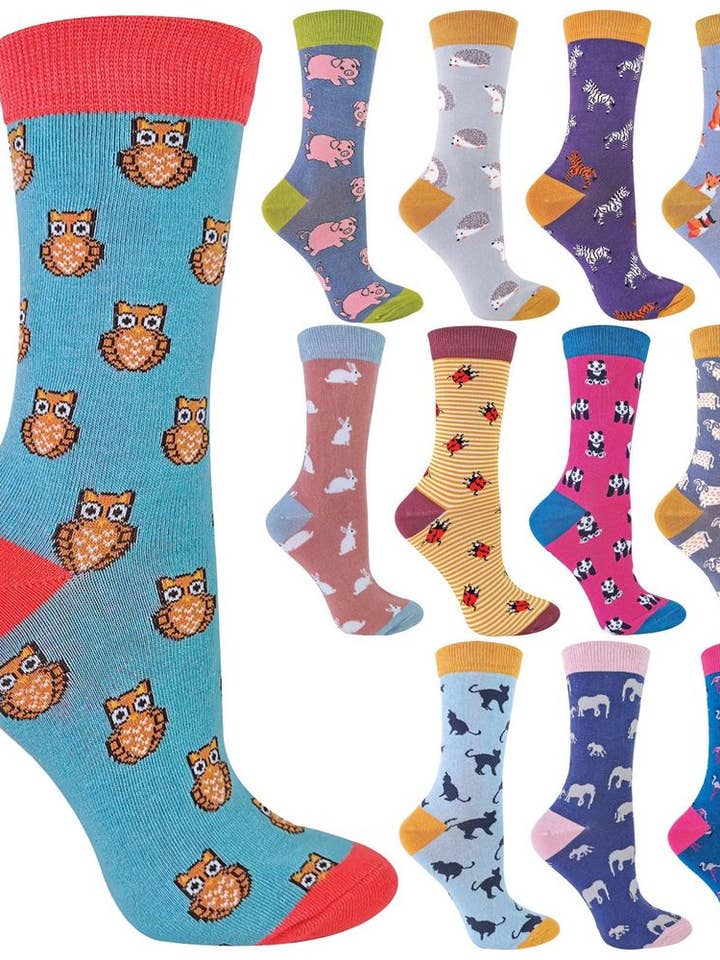 RLA interiors - Venta al por mayor Calcetines - Mujer - Miss Sparrow - Calcetines animales varios diseños