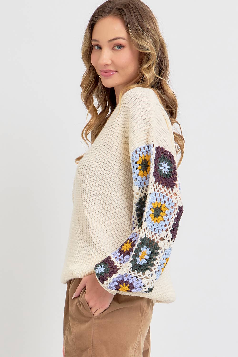 Sweet Lovely by Jen - Wholesale Knit Sweater - Women's - CROCHET PATCHWORK SWEATER7