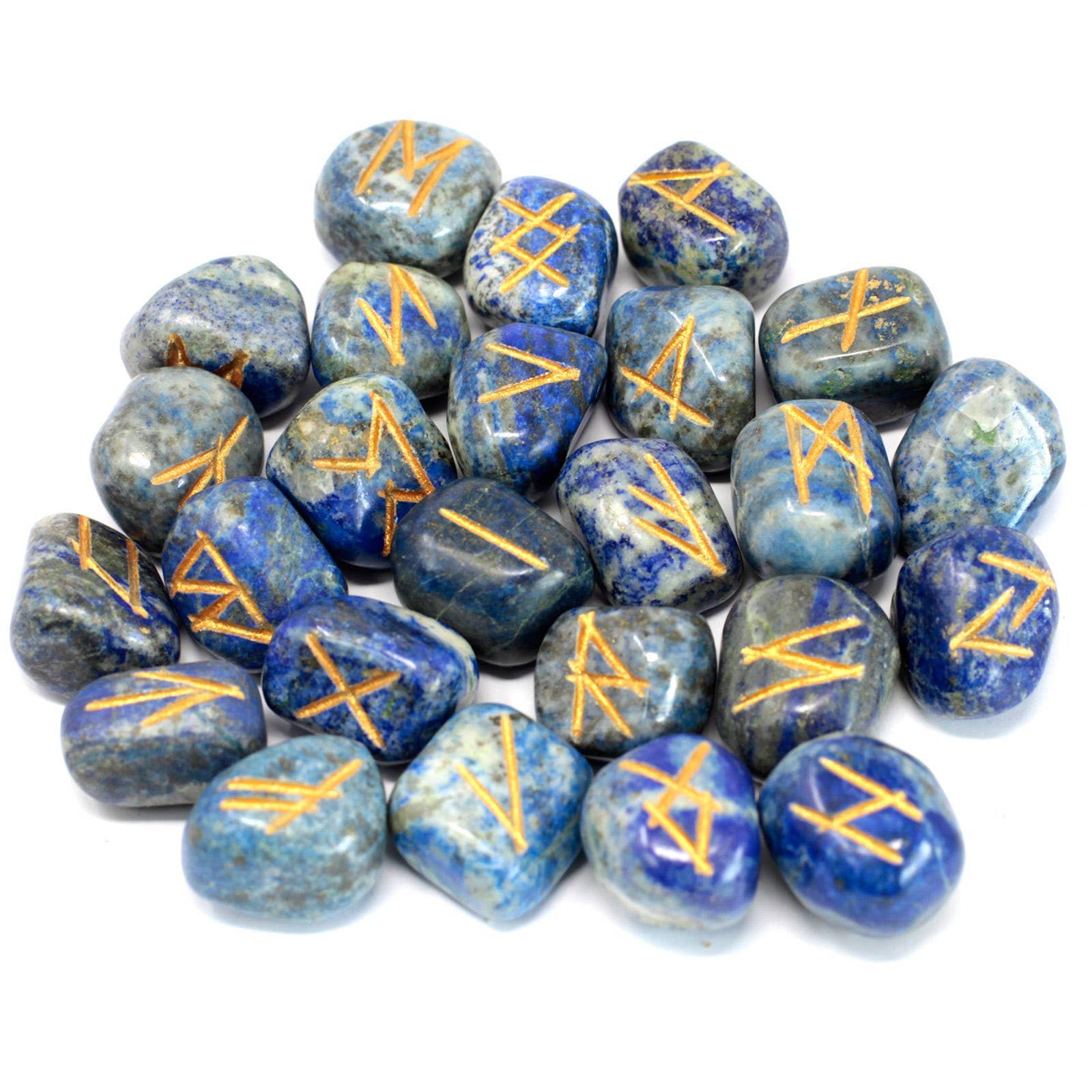 AW Artisan - Wholesale Spiritual Stone/Crystal - Indian Rune set in bags - Lapis0