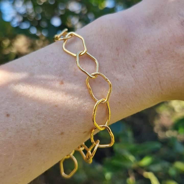 Ripple Paperclip Bracelet - Gold Vermeil for wholesale by Nature's Finds Studio