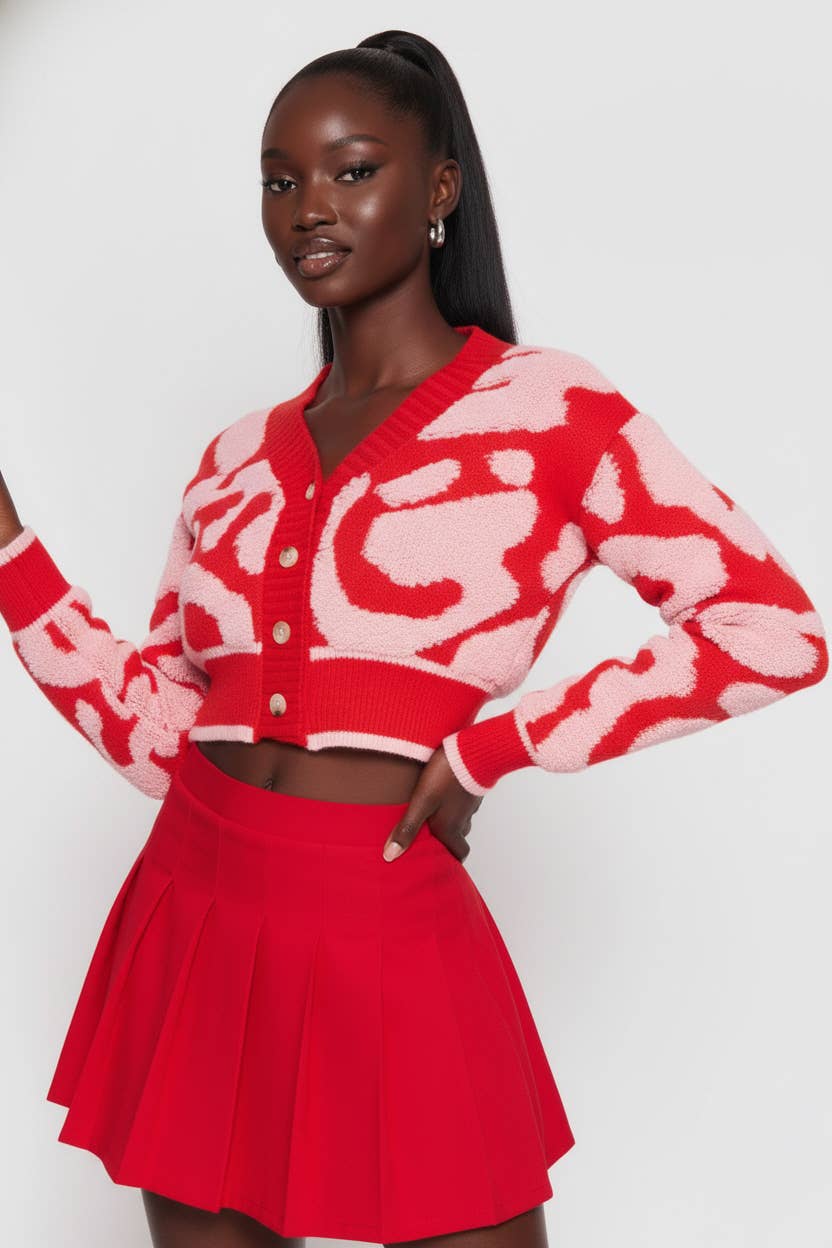 5besties inc – wholesale Kofta - Dam – Kort färgblockströja med kofta11