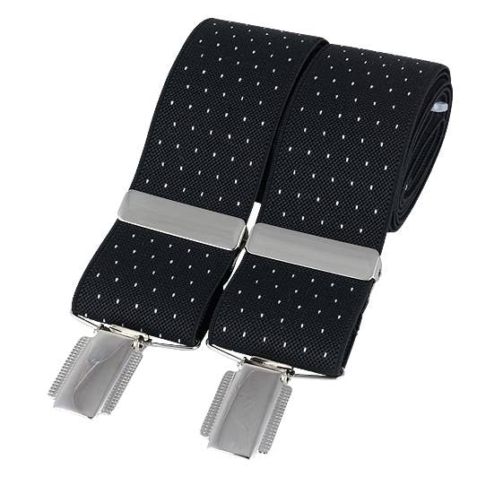 Dalaco - incorporating David Aster - Wholesale Suspenders - Men's - Black Pin Dot 35mm Silver Clip Braces