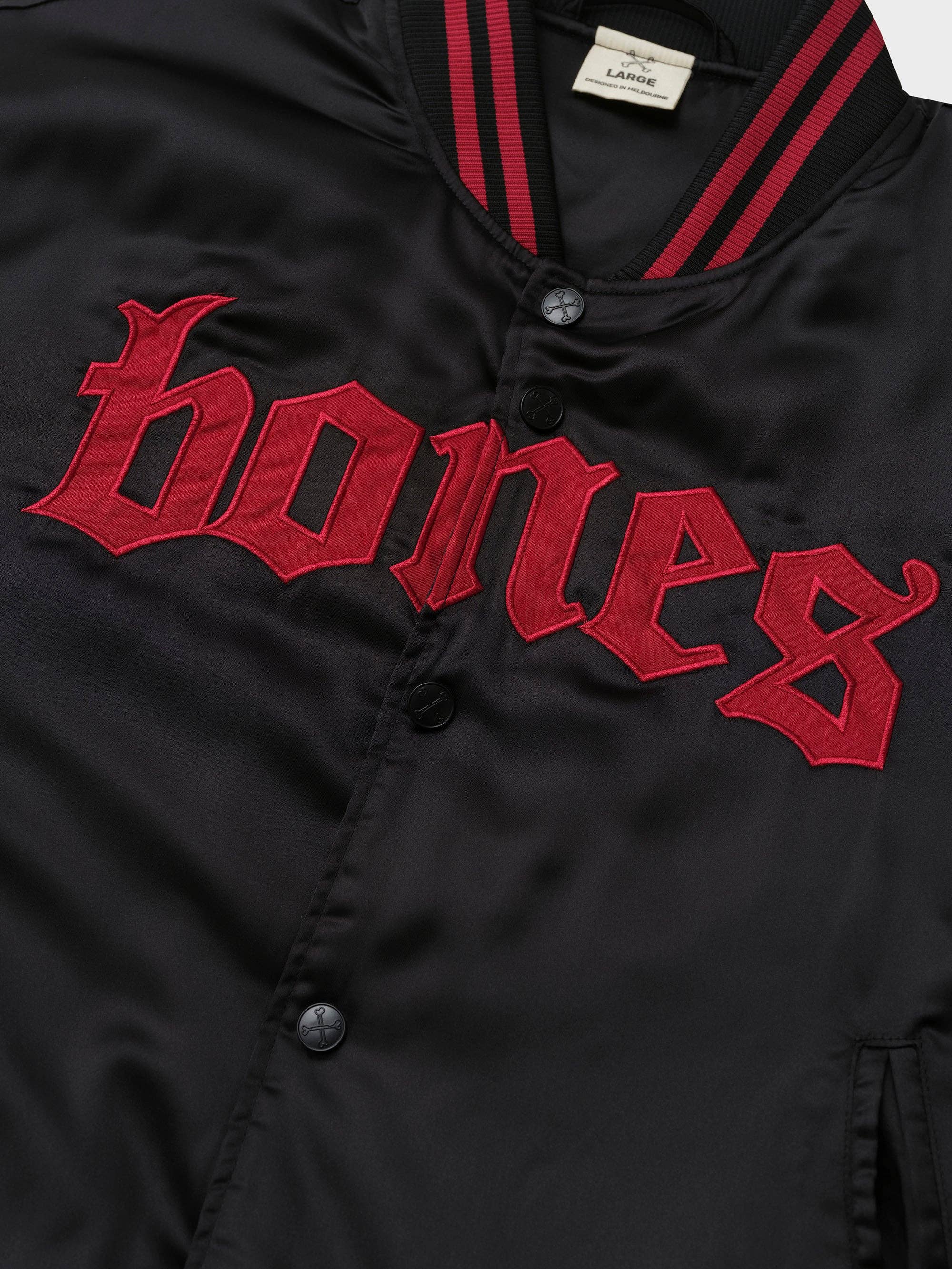 Billy Bones Club - Wholesale College/Baseball Jacket - Men’s - Satin Starter Jacket - Red2