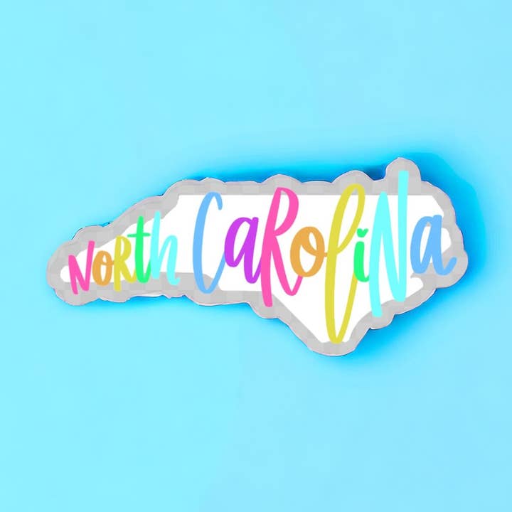 North Carolina State Colorful Waterproof Vinyl Sticker for wholesale by Positively North Carolina