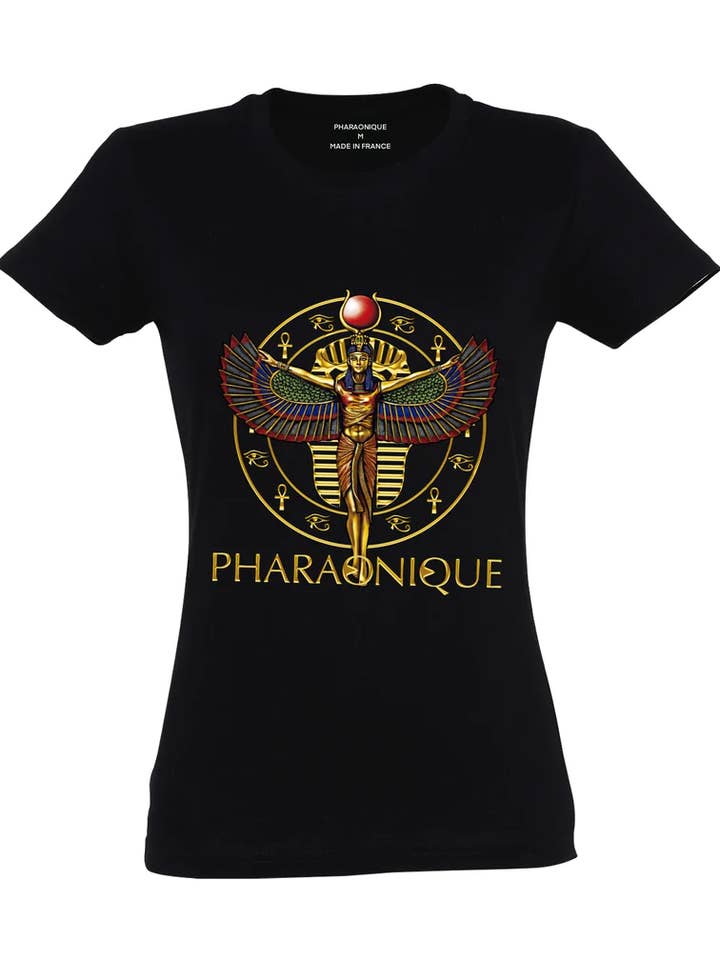 Pharaonic Nefertiti Damen T-Shirt Schwarz für den Großhandel von Pharaonique