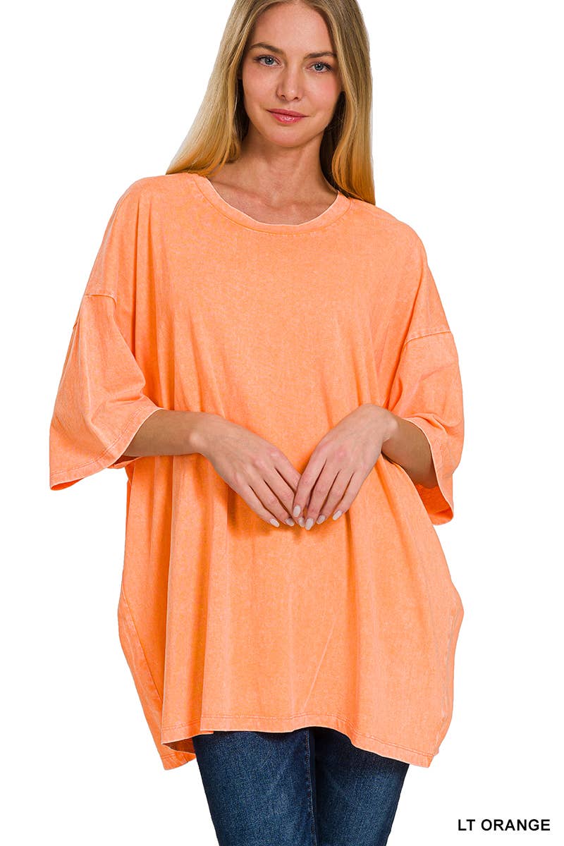 42POPS - Wholesale Knit Top - Women's - `.Acid Wash Cotton Oversized Tee11