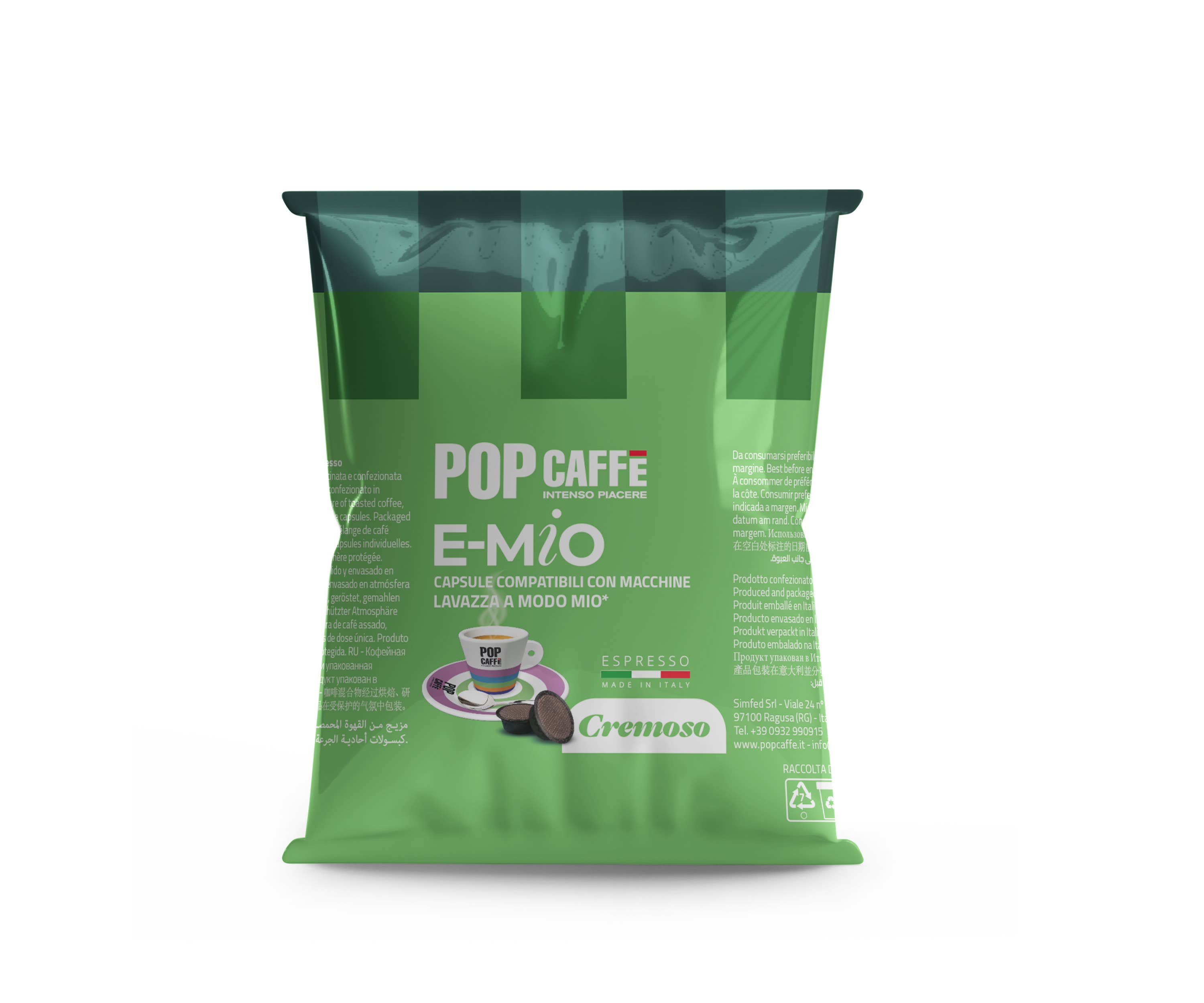 POP CAFFE' - Vendita all'ingrosso Caffè/espresso istantaneo - POP CAFFE' E-MIO CREMOSO
COMPATIBILE CON MACCHINA A MODO MIO1