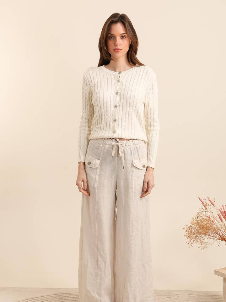 NAÏS PARIS - Wholesale Pants - Women's - WIDE-LEG TROUSERS WITH ELASTIC WAIST AND DRAWSTRING