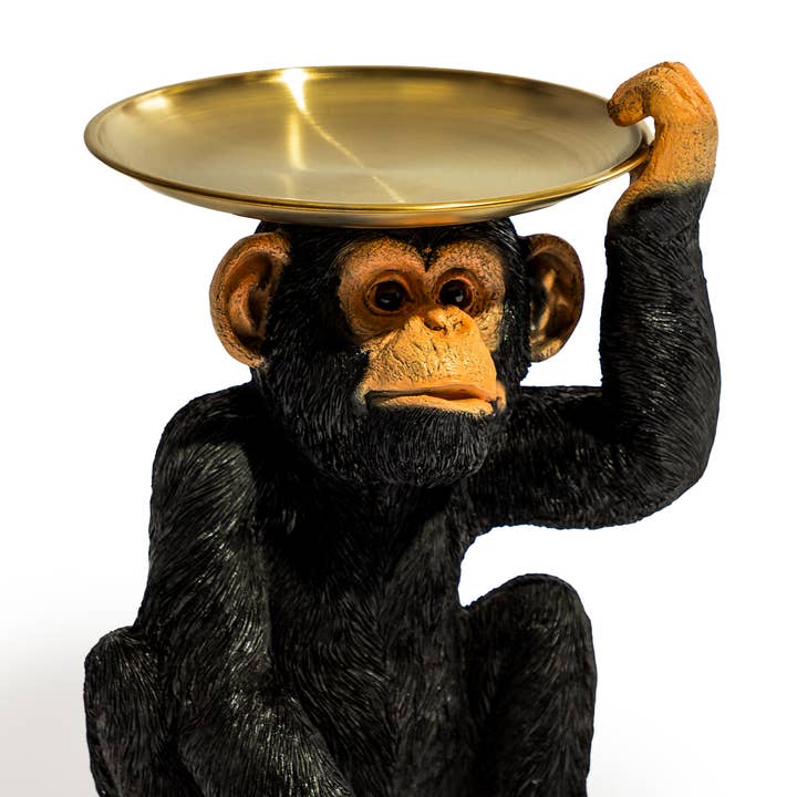 Monkey Holding Gold Tray for wholesale by McGowan & Rutherford Ltd
