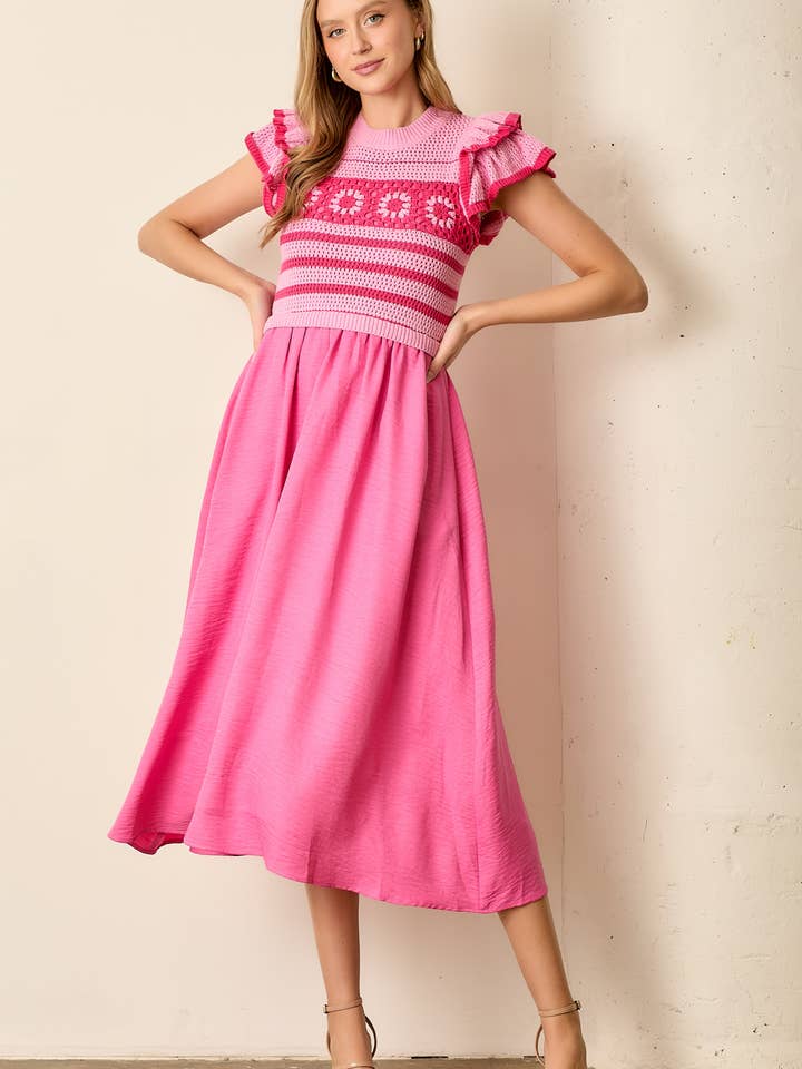 CROCHET MIDI DRESS for wholesale by Polagram by Wellmade USA