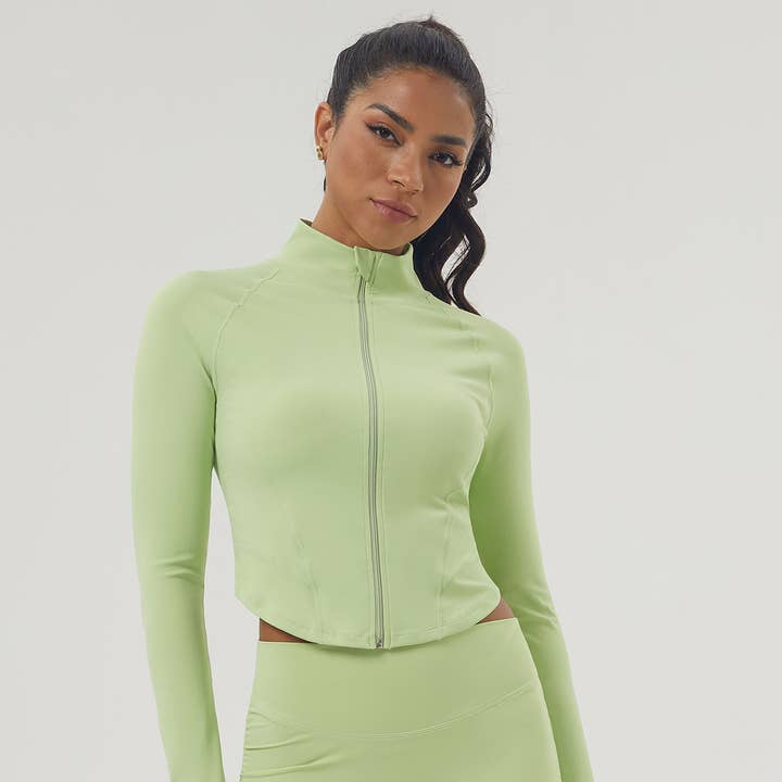 Fitness Active Top Full Zipper Finger Hole Soft Sport Jacket for wholesale by Sodalemon