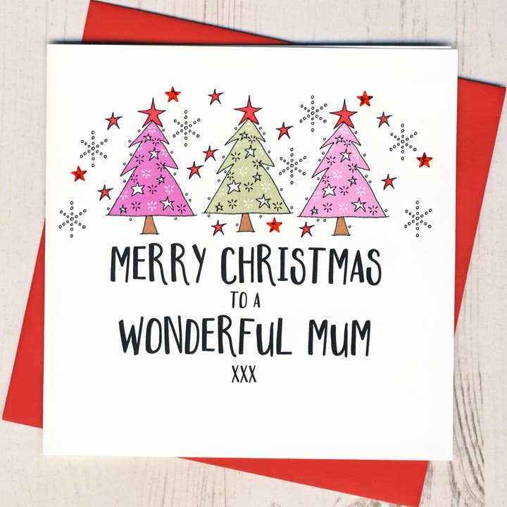 Merry Christmas To A Wonderful Mum Card for wholesale by Eggbert & Daisy