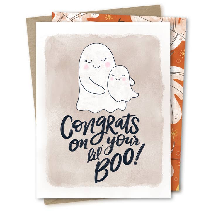 The Noble Paperie - Wholesale Babykaartje - Gefeliciteerd met je liefje | Halloween Ghost New Baby Shower-kaart