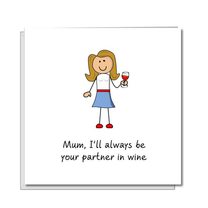 Muttertagskarte - Partner in Wine! - Karte für Mama von Sohn oder Tochter, Geschenk, fröhlicher Cartoon, lustiger Spaß für den Großhandel von Swizzoo Cards