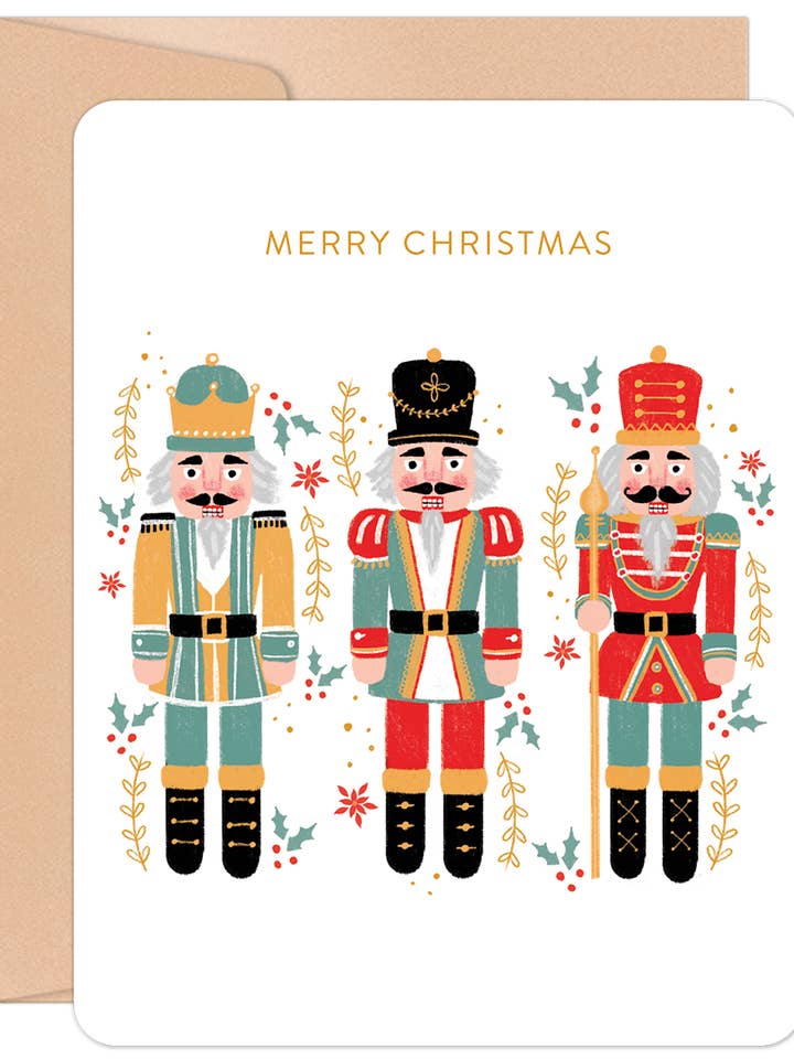 Merry Christmas Colorful Nutcrackers Christmas Card for wholesale by Willow & Ivy Press