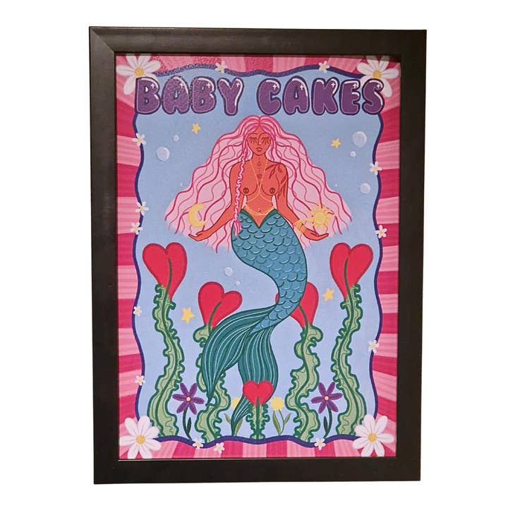 Babycakes Mermaid Art Print | A4 & A3 for wholesale by Pink Tigra