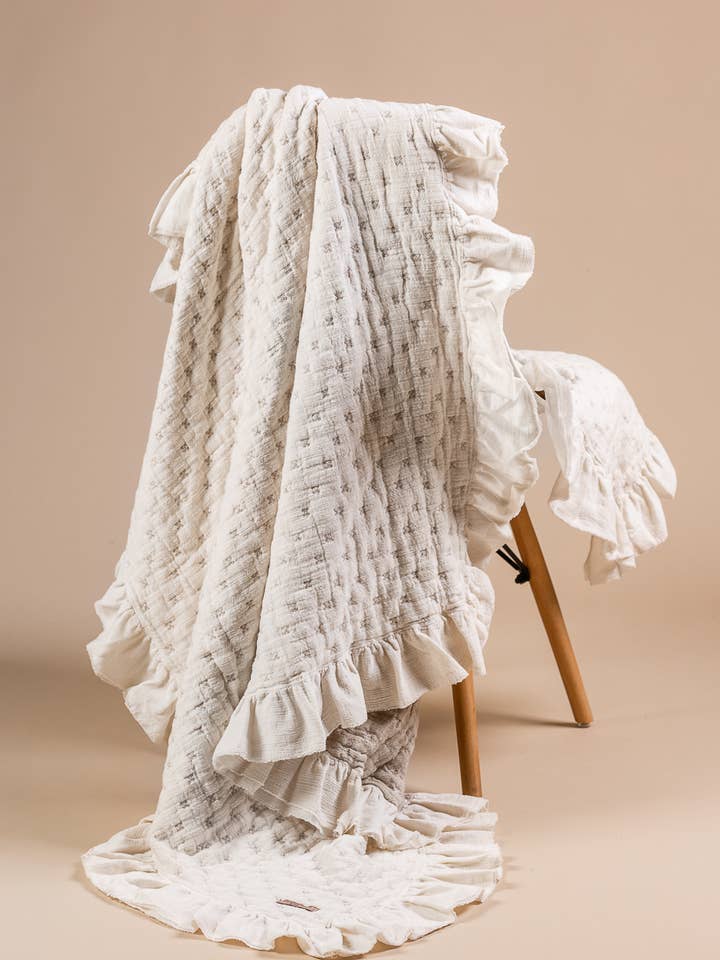 Macaron geruite matelassé deken, 100% katoen, gemaakt in Italië voor wholesale door OPIFICIO DEI SOGNI by David Home srl