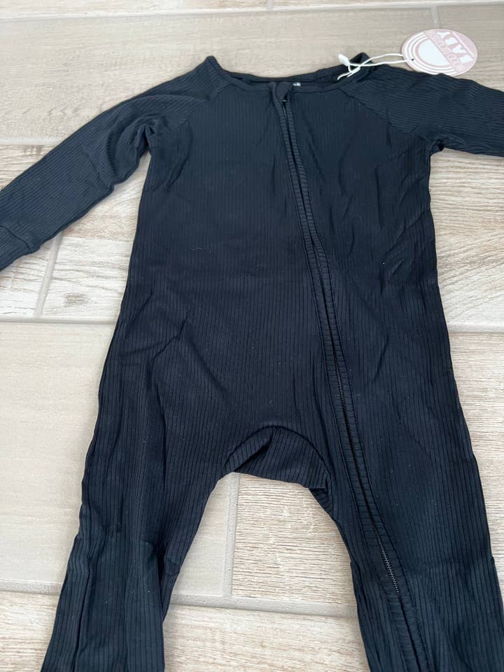 Good Morning Baby - Wholesale Sleepwear Set - Kids - Black Ribbed Bamboo Jammies (Onesie & Two Piece Set)7
