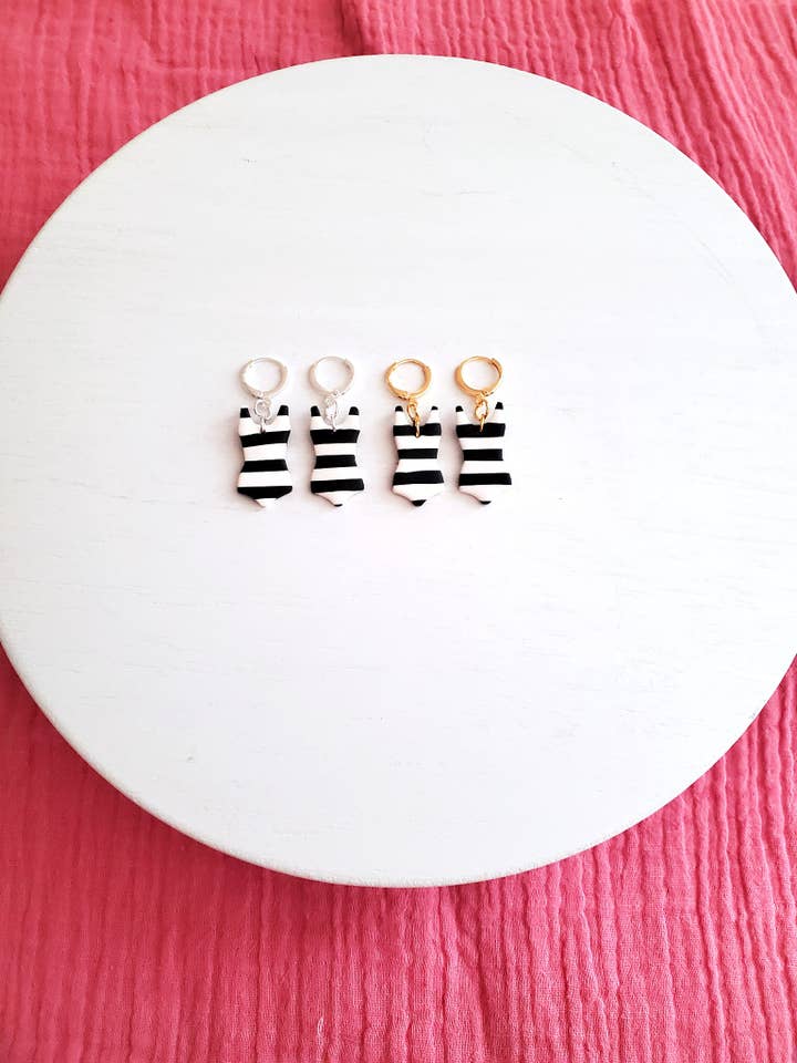 Classic Barbie Inspired Bathing Suit Polymer Clay Earrings for wholesale by EmJay Designs
