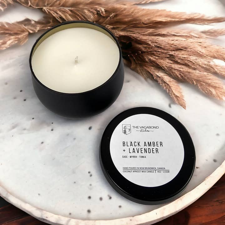 Black Amber + Lavender Candle for wholesale by The Vagabond Studios
