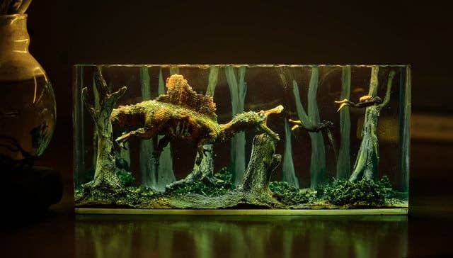 Merchemy – Engroshandel Natlys – Diorama Zombie Spinosaurus Epoxy Natlampe Hjemmedekoration2