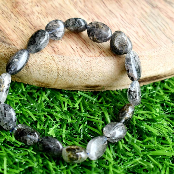 Soothing Crystals – wholesale Beaded bracelet – Nugget Bracelet | Black Rutile | Crystal Nuggets Jewelry