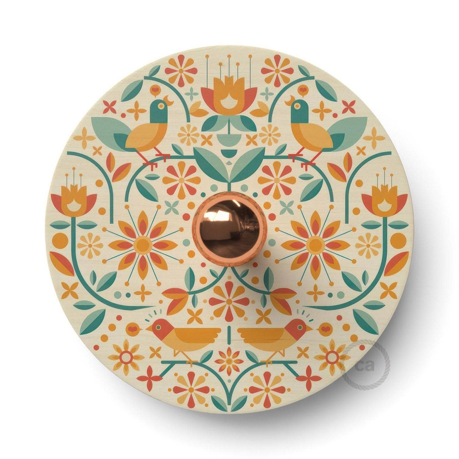 LIGHTINUP S.R.L. – wholesale Sconce – Ethnic Fermaluce with UFO lampshade in double-sided wood illustrated by0