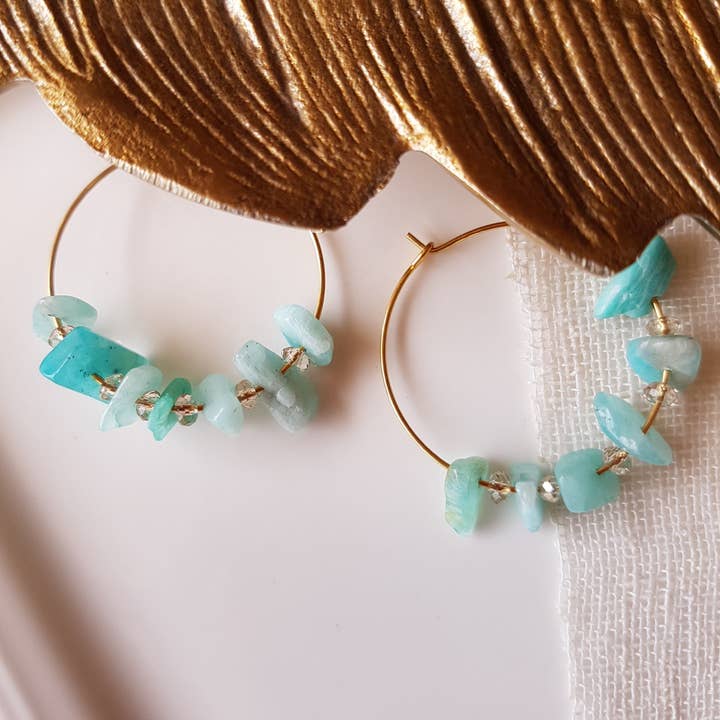 GINANDGER - Wholesale Hoop Earrings - PRISCA AMAZONITE EARRINGS2