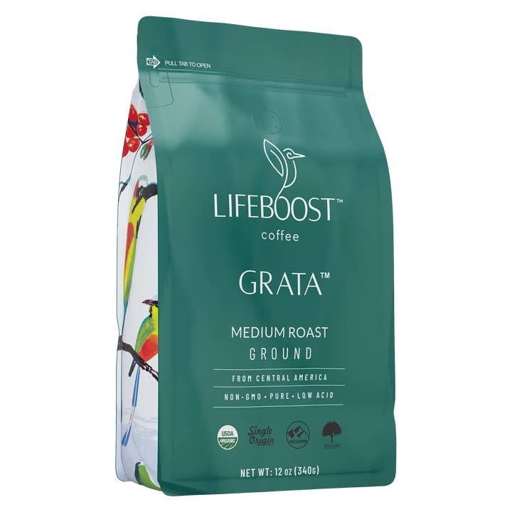 Grata Medium Roast for wholesale by Lifeboost Coffee