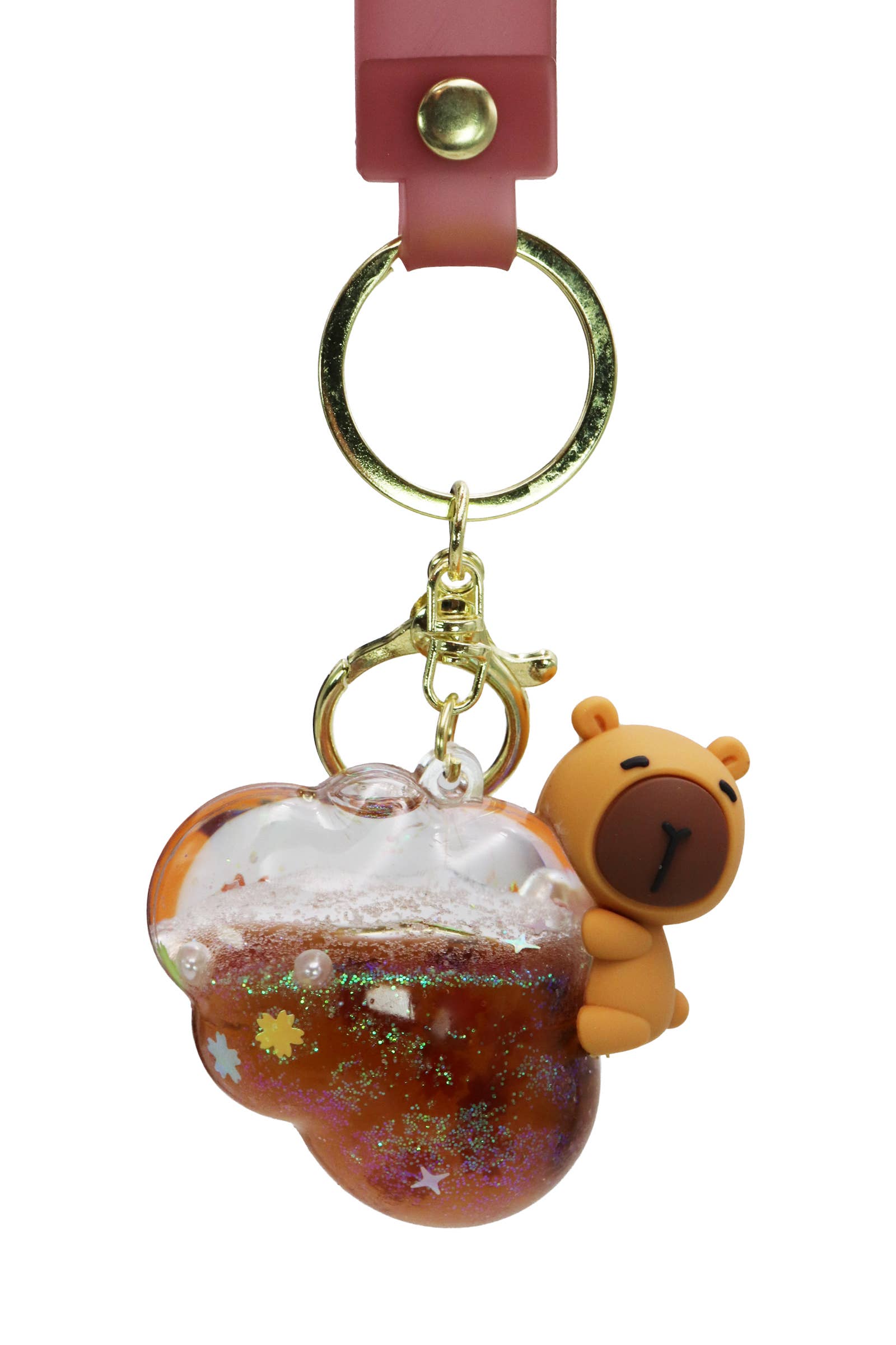 Assorted Capybara Glitter Liquid 3d Resin Key Ring for wholesale on Faire4