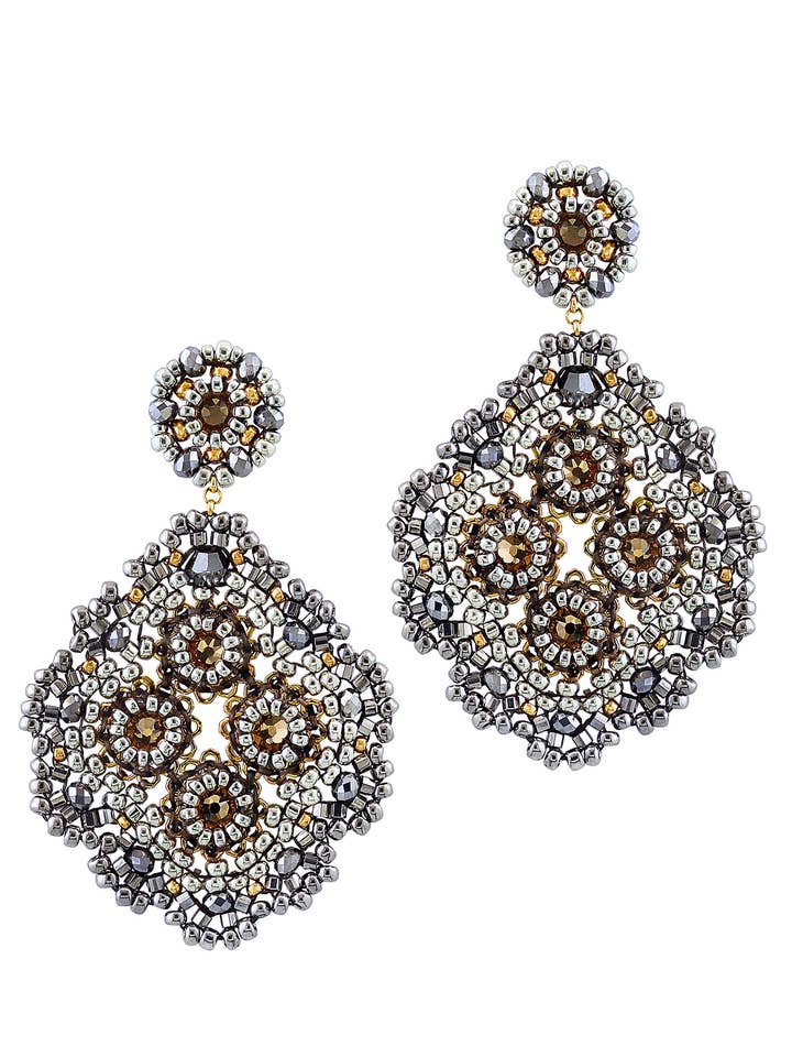 MidSize Diamond Shape Earring in Silver, style E24318 for wholesale by Miguel Ases