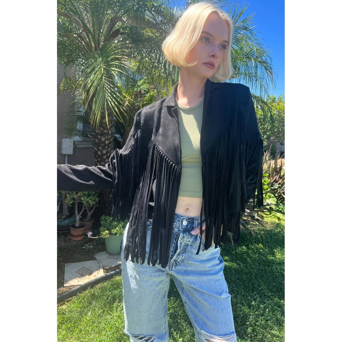 Mapcie - Wholesale Jacket - Women's - SUEDE JACEKT WITH FRINGE DETAIL6