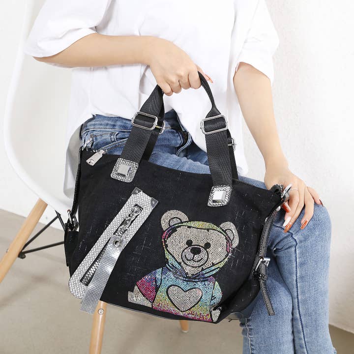 PEACH ACCESSORIES - Vendita all'ingrosso Tracolla - Donna - Borsa a tracolla alla moda con applicazione orsetto 6024712