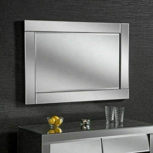 Chloe Silver Glass Frame Bevelled Mirror 90x60cm for wholesale by DEENZ