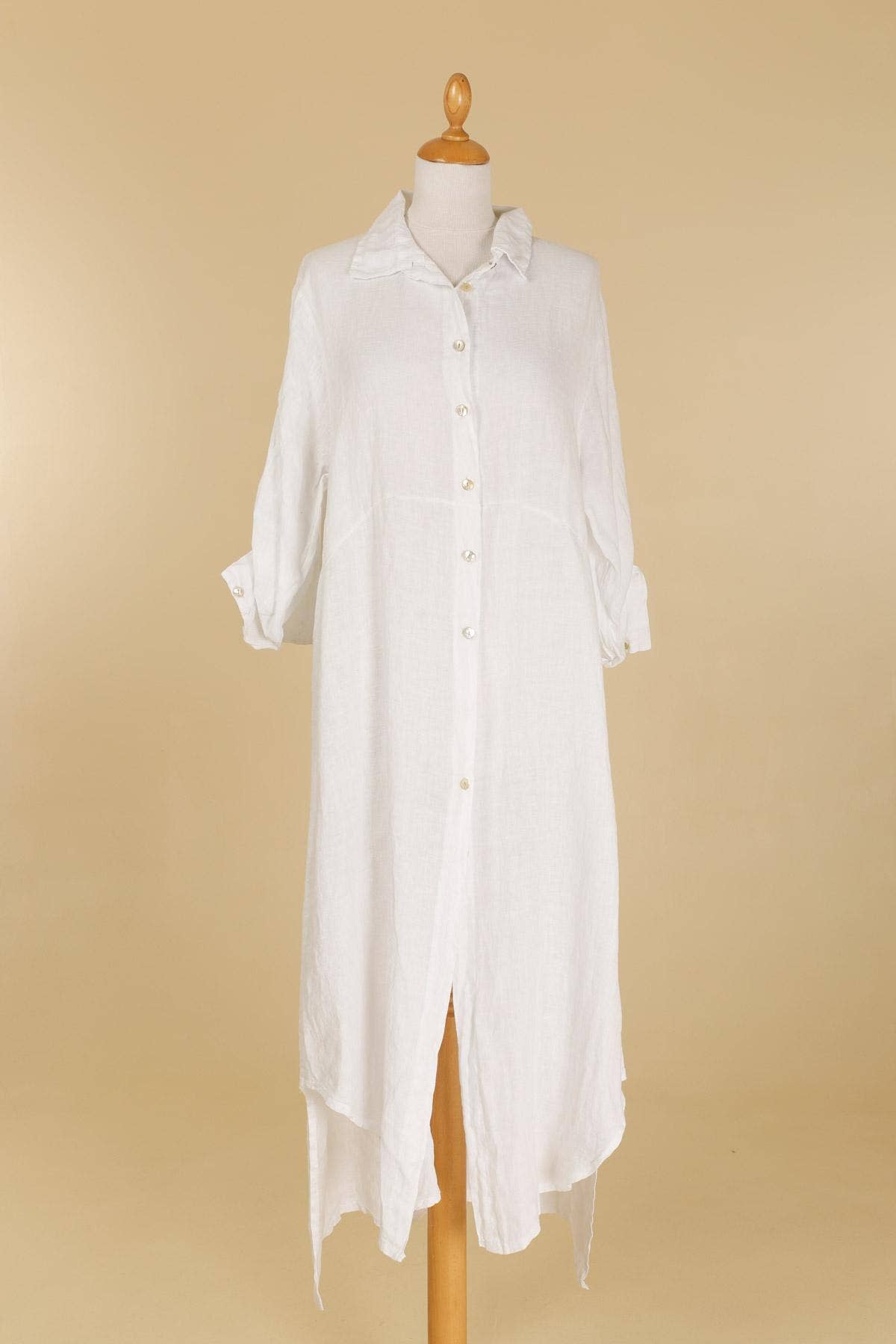 la maison des fibres naturelles - Wholesale Button Down Shirt - Women's - Long shirt dress 68036 100% LINEN6