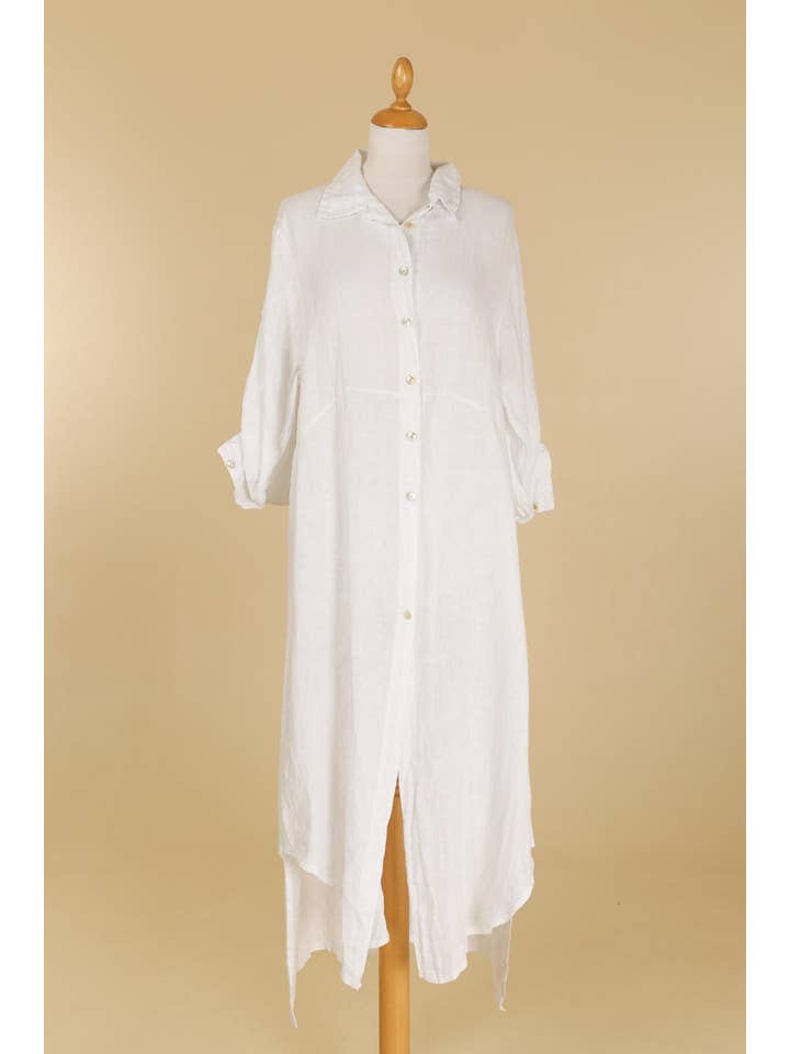 la maison des fibres naturelles - Wholesale Button Down Shirt - Women's - Long shirt dress 68036 100% LINEN27