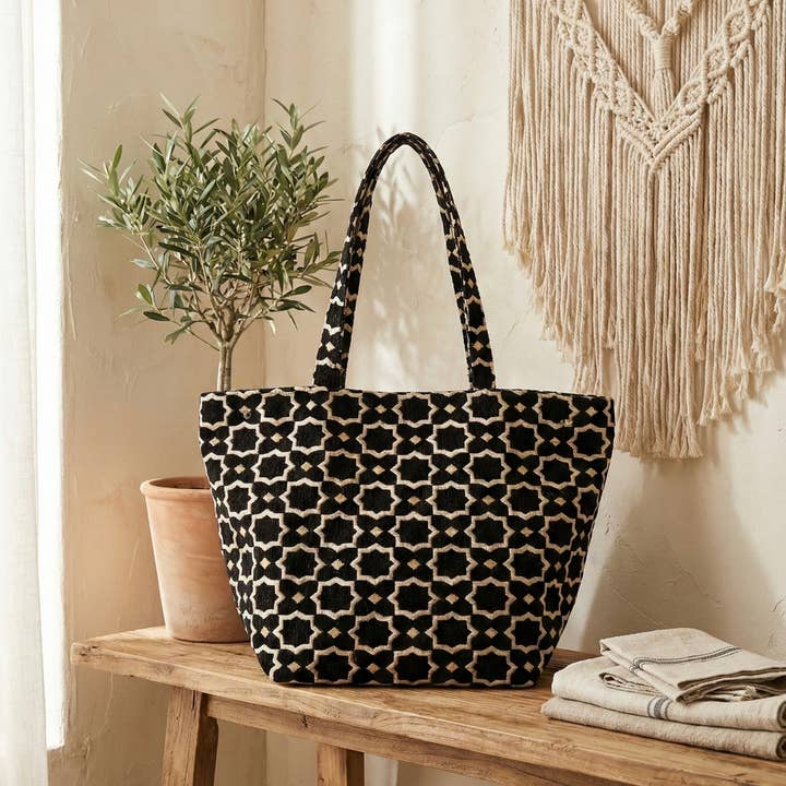 MIRAMAR Store - Wholesale Top Handle Bag - Women's - Moroccan Velvet Brocade Gold Tote Bag