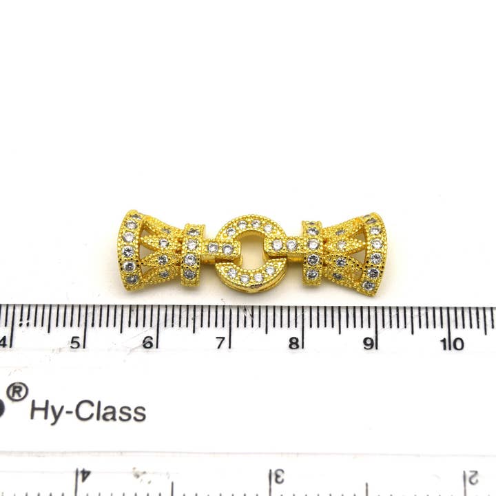 Only Beads - Wholesale Clasp - Crowned in Gold:Luxe CZ Clasp Components-36mm.2
