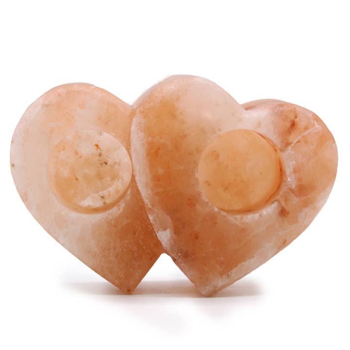 Double Heart Salt Candle Holder 1Kg for wholesale by Ancient Wisdom